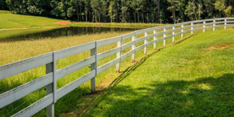 Image of a fence in a field next to a pond