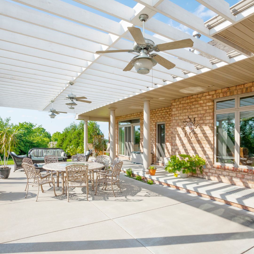 porch with fans