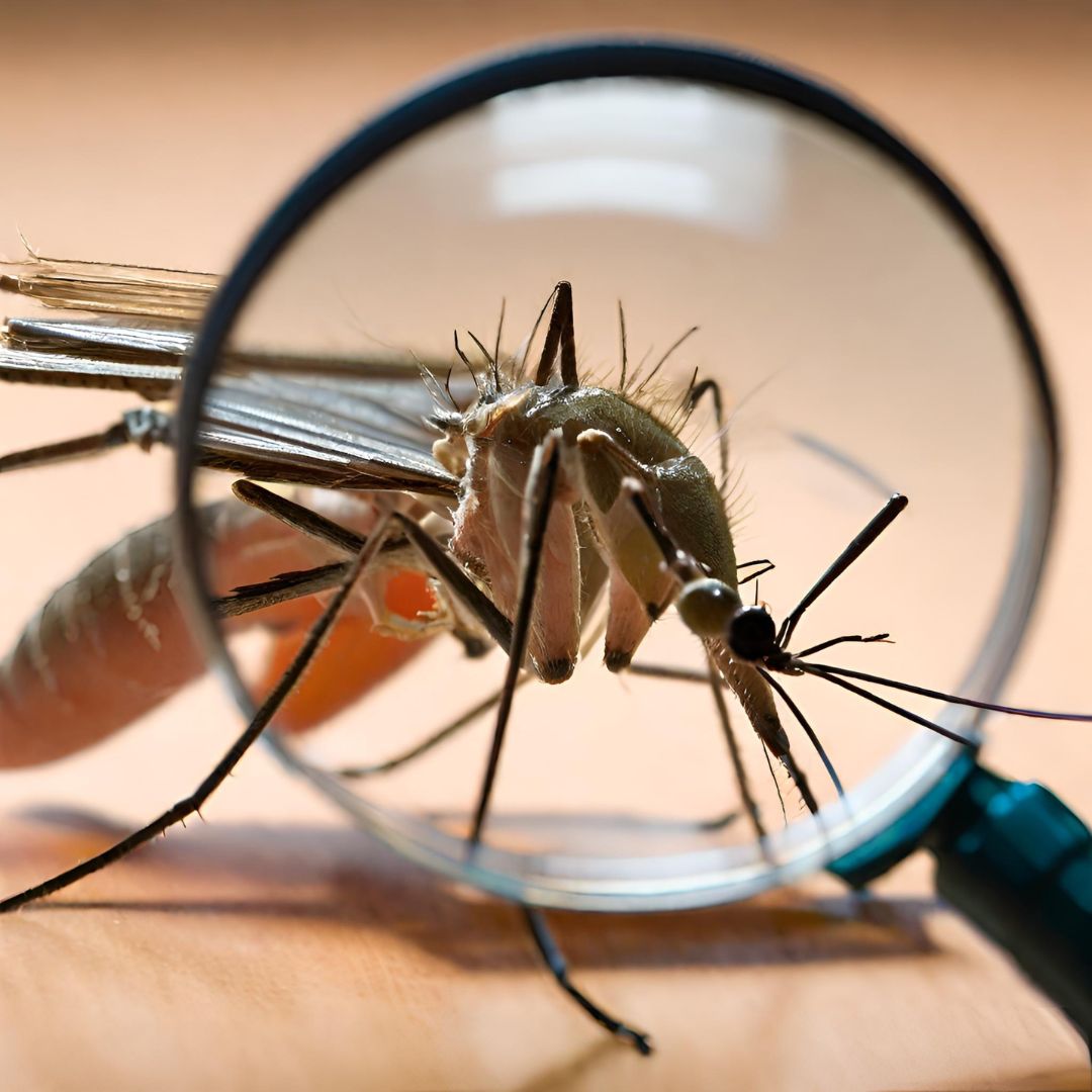 mosquito under magnifying glass