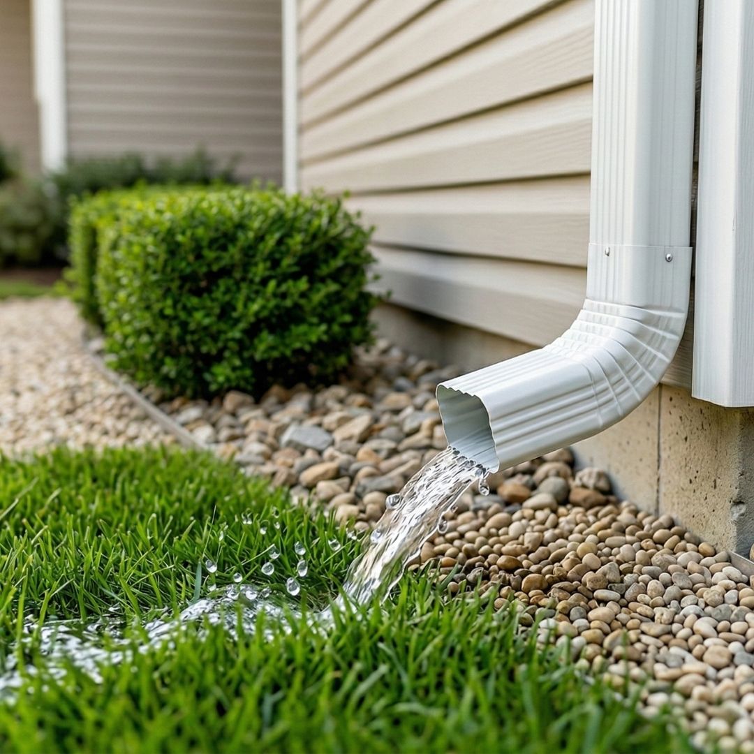 A functional gutter system effectively moving water away from a home's foundation.